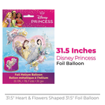 Disney Princess Heart & Flowers Shaped 31.5" Foil Balloon with Ribbon - Packaged