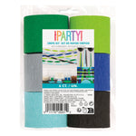 Assorted Blue & Green Crepe Paper Streamer Kit, 20 ft, 6ct