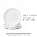 White Solid Round 7" Dessert Plates, 20ct