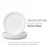 Bright White Solid Round 9" Dinner Plates, 20ct