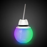 LED White Fedora Hat 20 oz. Ball Cup with Straw