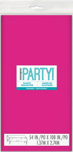 Neon Pink Solid Rectangular Plastic Table Cover, 54" x 108"