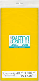 Sunshine Yellow Solid Rectangular Plastic Table Cover, 54" x 108"