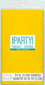 Sunshine Yellow Solid Round Plastic Table Cover, 84"