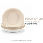Vanilla Cream Solid 20oz Paper Bowls, 20ct