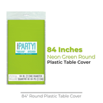 Neon Green Solid Round Plastic Table Cover, 84"