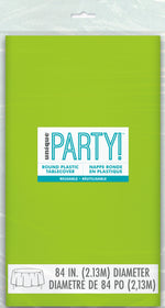 Neon Green Solid Round Plastic Table Cover, 84"