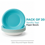 Terrific Teal Solid 20oz Paper Bowls, 20ct
