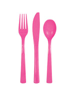 Hot Pink Solid Assorted Plastic Cutlery, 18ct