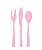 Lovely Pink Solid Assorted Plastic Cutlery, 18ct