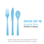 Powder Blue Solid Assorted Plastic Cutlery, 18ct