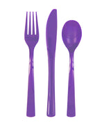 Neon Purple Solid Assorted Plastic Cutlery, 18ct