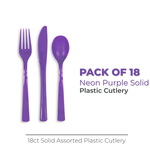Neon Purple Solid Assorted Plastic Cutlery, 18ct