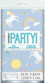 Dainty Unicorn Rectangular Foil Table Cover, 54" x 84" - Short Fold