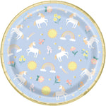 Dainty Unicorn Round 9" Dinner Plates, 8ct - Foil Stamping