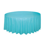 Terrific Teal Round Plastic Table Cover, 84"