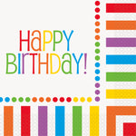 Rainbow Birthday "Happy Birthday" Luncheon Napkins, 16ct