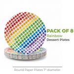 Rainbow Birthday Round 7" Dessert Plates, 8ct