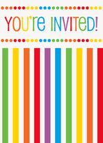 Rainbow Birthday Invitations, 8ct