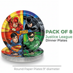 Justice League Round 9" Dinner Plates, 8ct