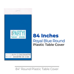 Royal Blue Solid Round Plastic Table Cover, 84"