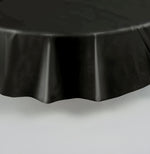 Midnight Black Solid Round Plastic Table Cover, 84"