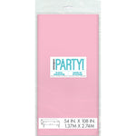 Lovely Pink Solid Rectangular Plastic Table Cover, 54" x 108"