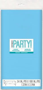 Powder Blue Solid Rectangular Plastic Table Cover, 54" x 108"