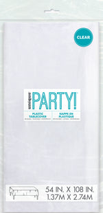 Clear Solid Rectangular Plastic Table Cover, 54" x 108"