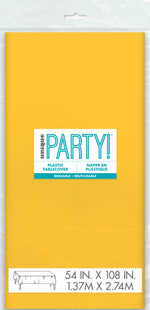 Sunflower Yellow Solid Rectangular Plastic Table Cover, 54" x 108"