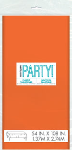 Pumpkin Orange Solid Rectangular Plastic Table Cover, 54" x 108"