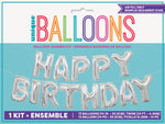 Silver Happy Birthday Foil Letter Balloon Banner Kit, 14"