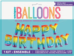 Rainbow "Happy Birthday" Foil 14" Letter Balloon Banner Kit