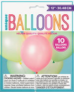 12" Latex Balloons, 10ct - Neon Colors