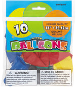 12" Latex Balloons, 10ct - Assorted