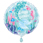 Mermaid Round Foil Balloon 18", Packaged