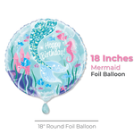 Mermaid Round Foil Balloon 18", Packaged