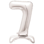 Silver Number 7 Shaped Standing Foil Balloon 30", Packaged
