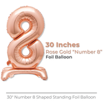 Rose Gold Number 8 Shaped Standing Foil Balloon 30", Packaged