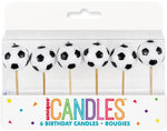 Soccer Pick Birthday Candles, 6ct