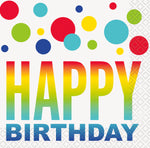 Rainbow Spots Birthday Beverage Napkins, 16ct