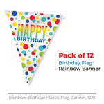 Rainbow Spots Birthday Plastic Flag Banner, 12 ft
