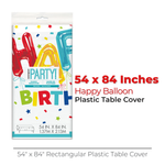 Happy Balloon Birthday Rectangular Plastic Table Cover, 54" x 84"