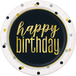 Metallic Happy Birthday Round 7" Dessert Plates, 8ct - Foil Board