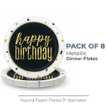 Metallic Happy Birthday Round 9" Dinner Plates, 8ct - Foil Stamping