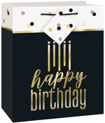 Metallic Happy Birthday Medium Gift Bag - Foil Stamping