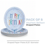 Birthday Mayhem Balloon Shaped 8.25" Plates, 8ct