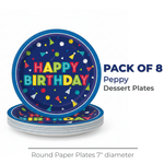 Peppy Birthday Round 7" Dessert Plates, 8ct