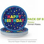Peppy Birthday Round 9" Dinner Plates, 8ct