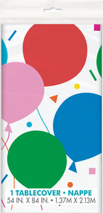 Colorful Balloons Rectangular Plastic Table Cover, 54" x 84"